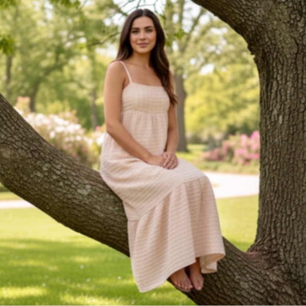 Kika Vargas By Target Textured Empire Waist midi Dress - Picture 1 of 13